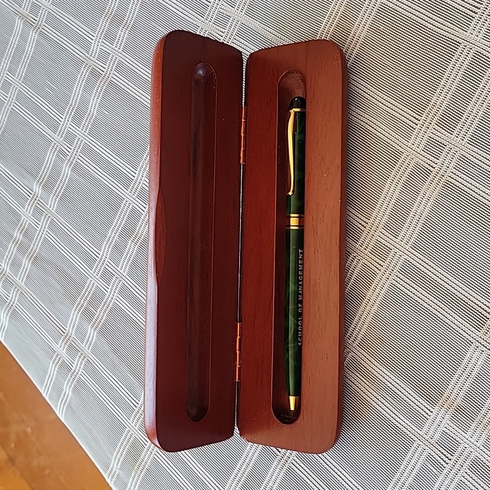 Boston University School of Management Wood Case and Ballpoint Pen